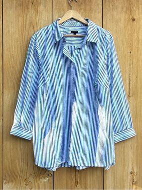 Talbots EUC Striped Button Up Top Sz 3X